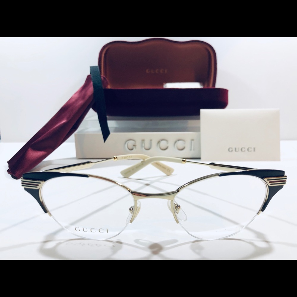 Gucci Women's Eyeglasses Gold w/ Brown Metal Cat